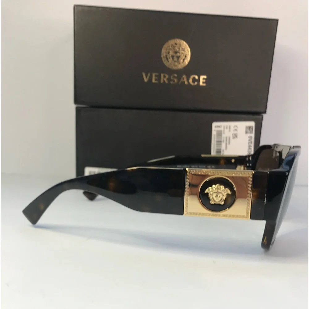 New Authentic Versace VE4436U Havana Dark Brown Sunglasses